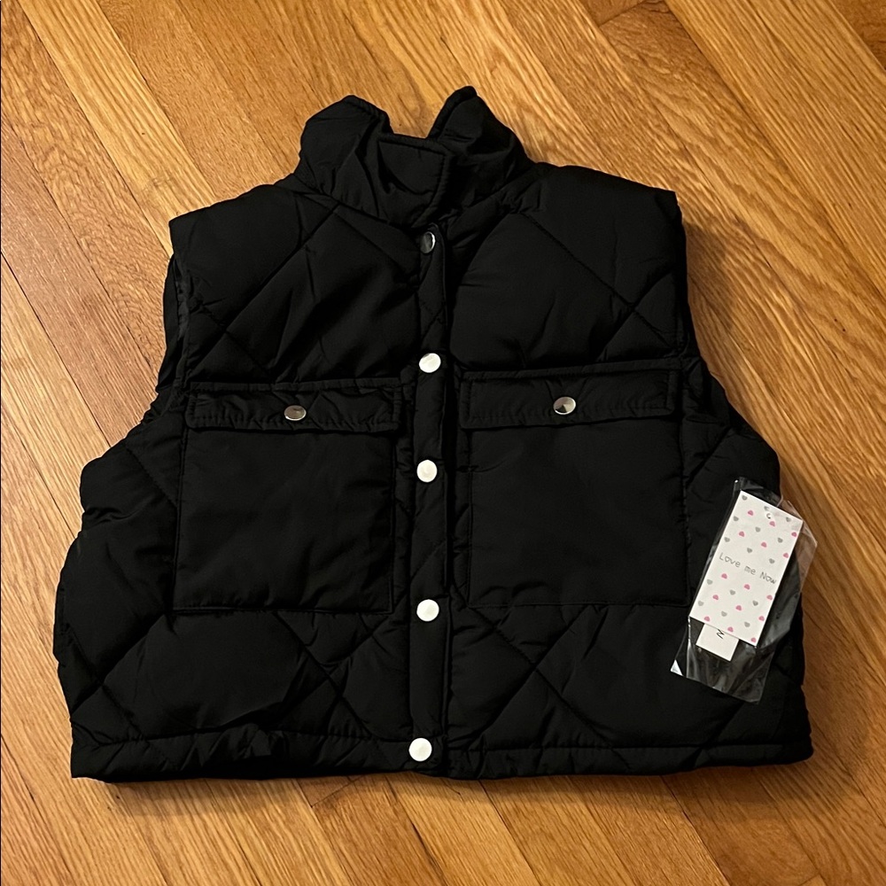 NWT | Black Quilted Puffer Vest for Women | Size L